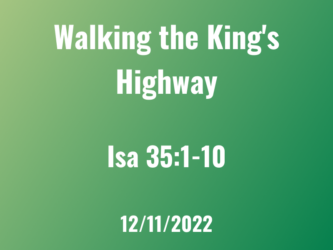 Walking the King's Highway / Rev Patrick Dominguez / Isa 35: 1-10